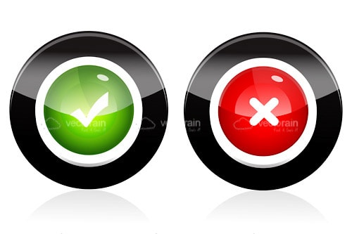 Green Tick and Red Cross Button Icon Pack